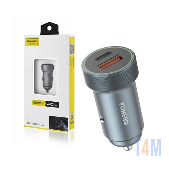 Foneng Car Charger C16 2 Ports (USB+Type-C) Black